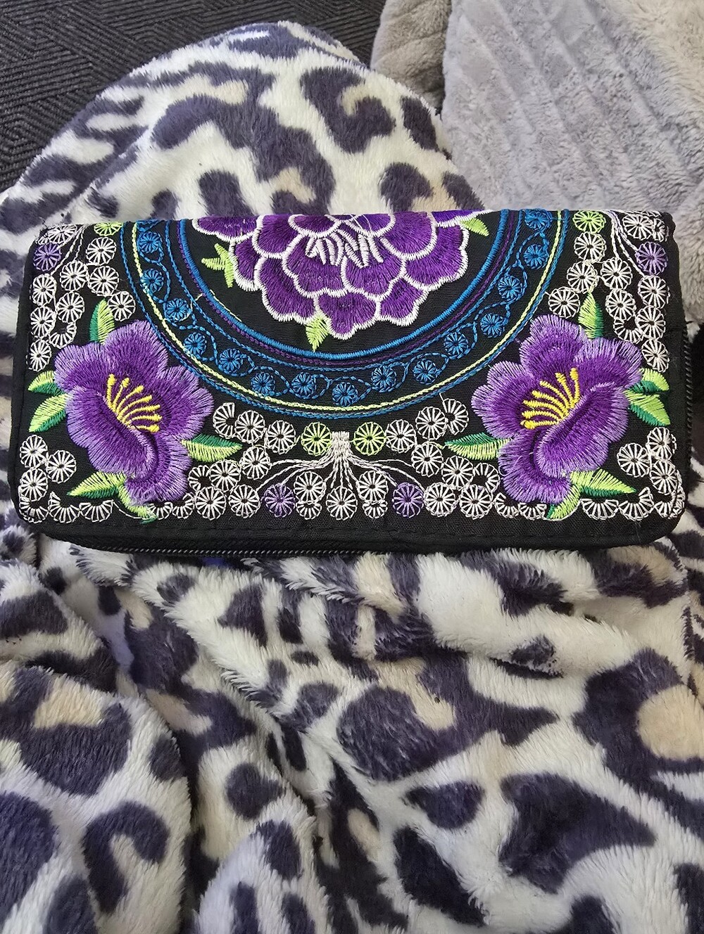 Black And Purple Handmade Wallet